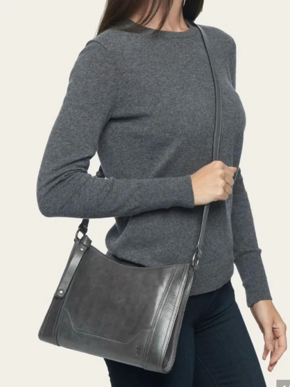 Frye Melissa Charcoal Gray Leather Crossbody Bag